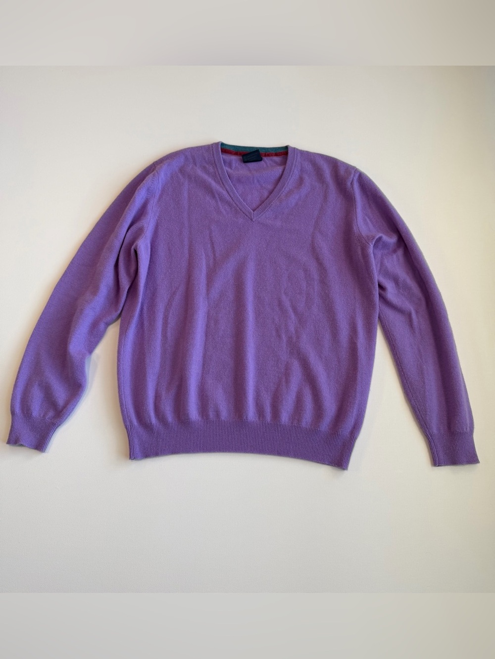 Eredi Pisano 100% Cashmere V-Neck Sweater Purple Made in Italy Size Large